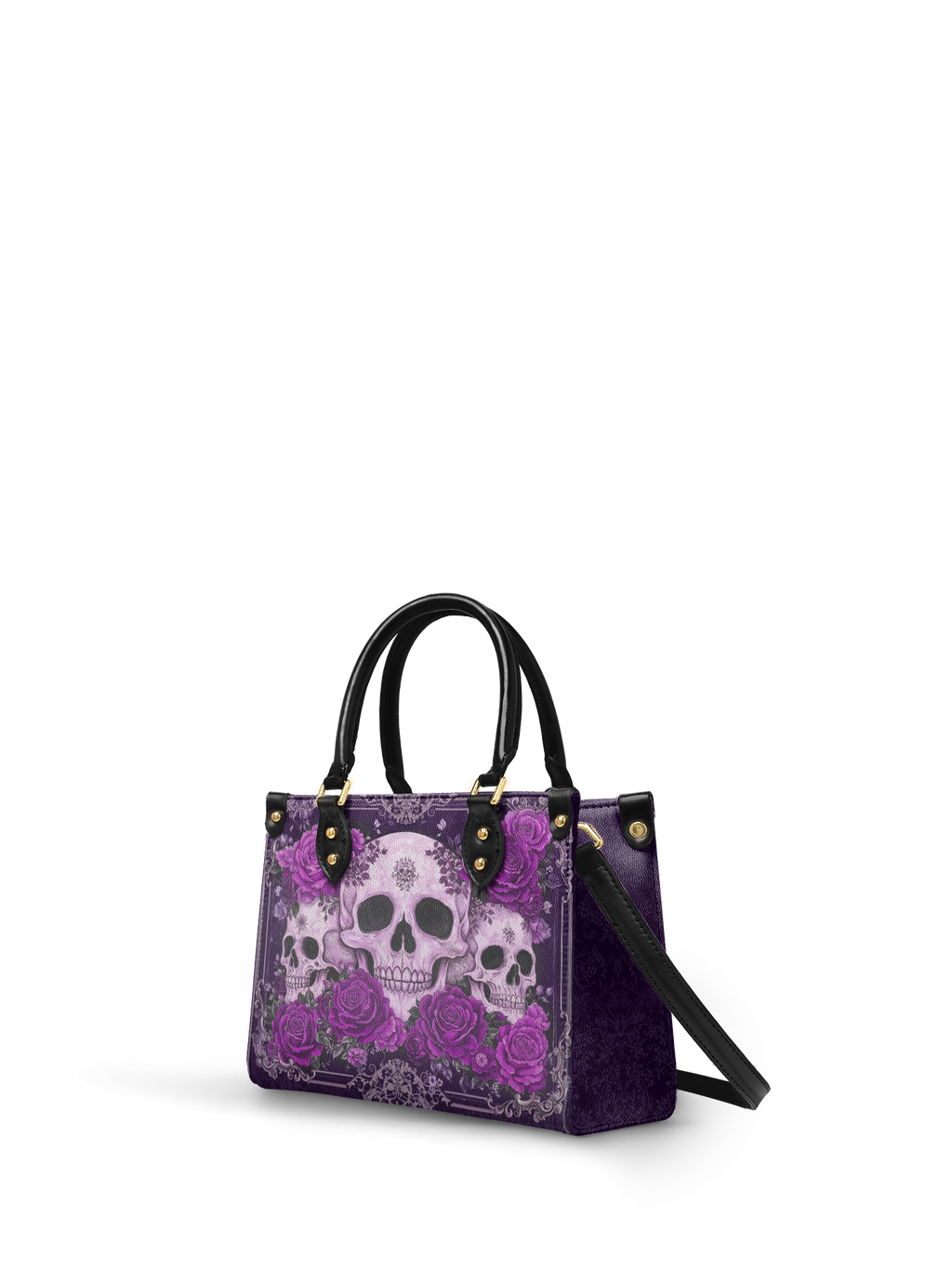 "Bloodrose" Poison Plum - Yellow Interior - Small Leather Handbag