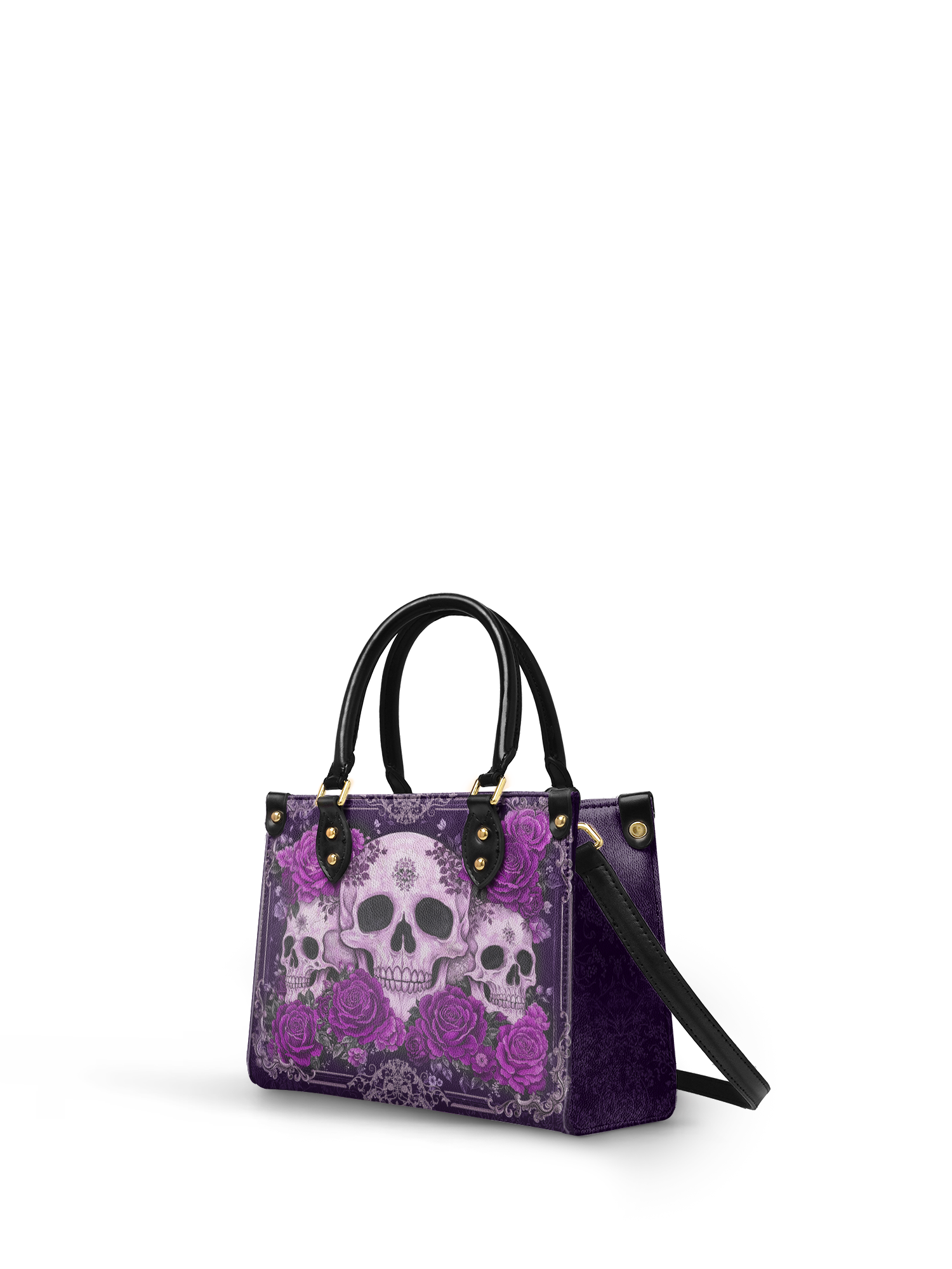 "Bloodrose" Poison Plum - Yellow Interior - Small Leather Handbag
