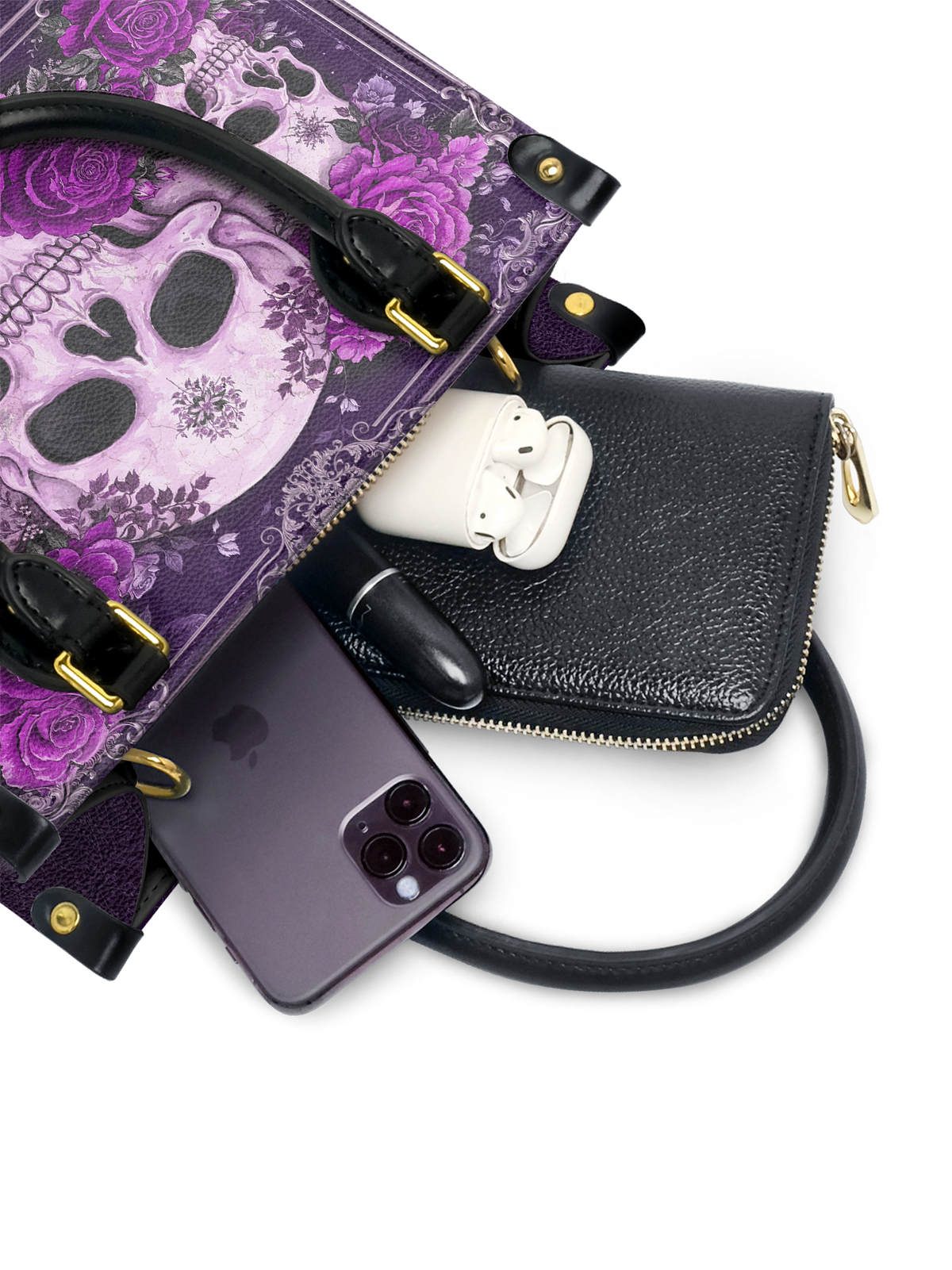 "Bloodrose" Poison Plum - Yellow Interior - Small Leather Handbag - FALL CLEARANCE DEAL