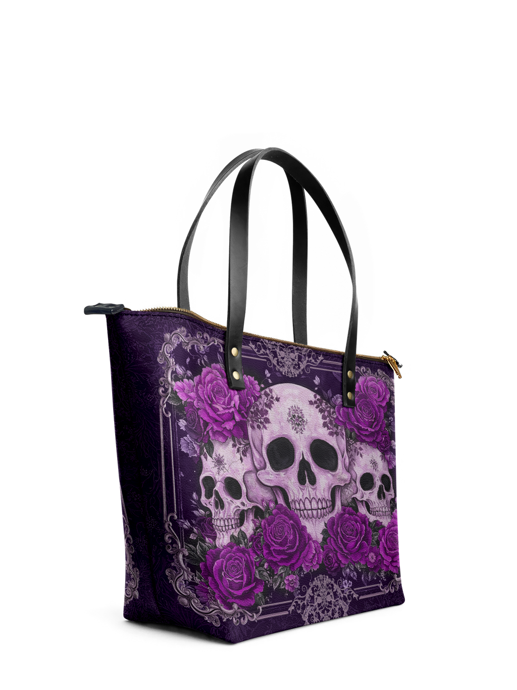 "Bloodrose" Poison Plum Leather Tote Bag