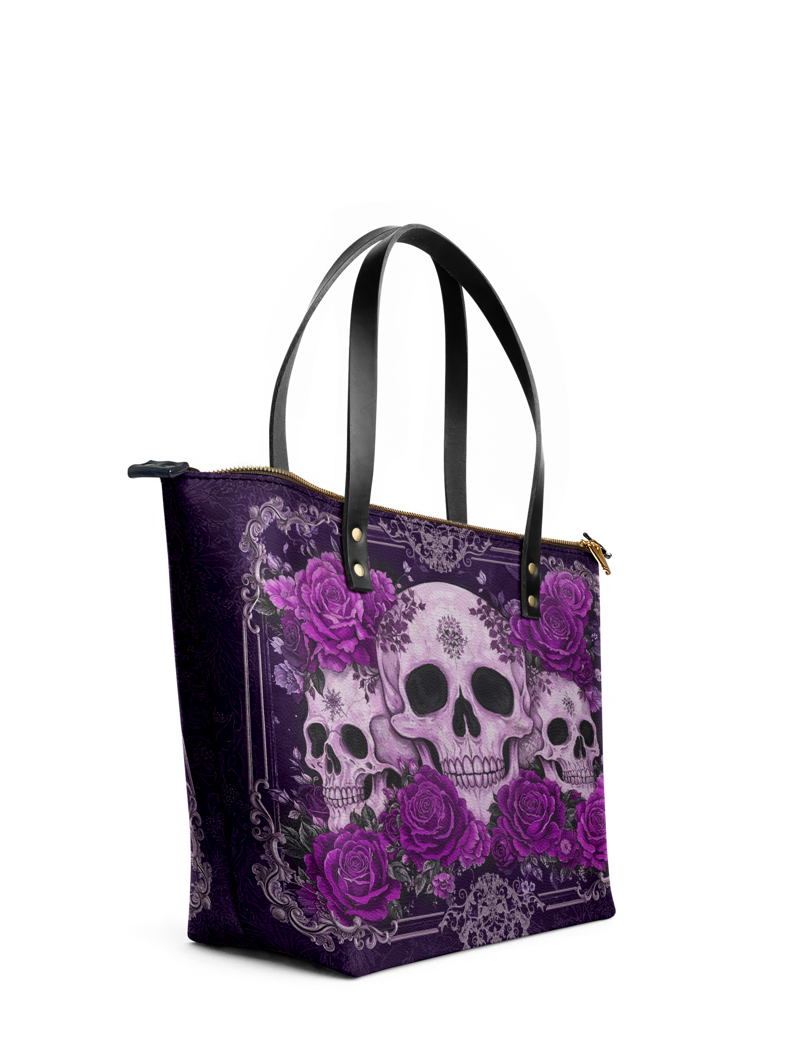 "Bloodrose" Poison Plum Leather Tote Bag