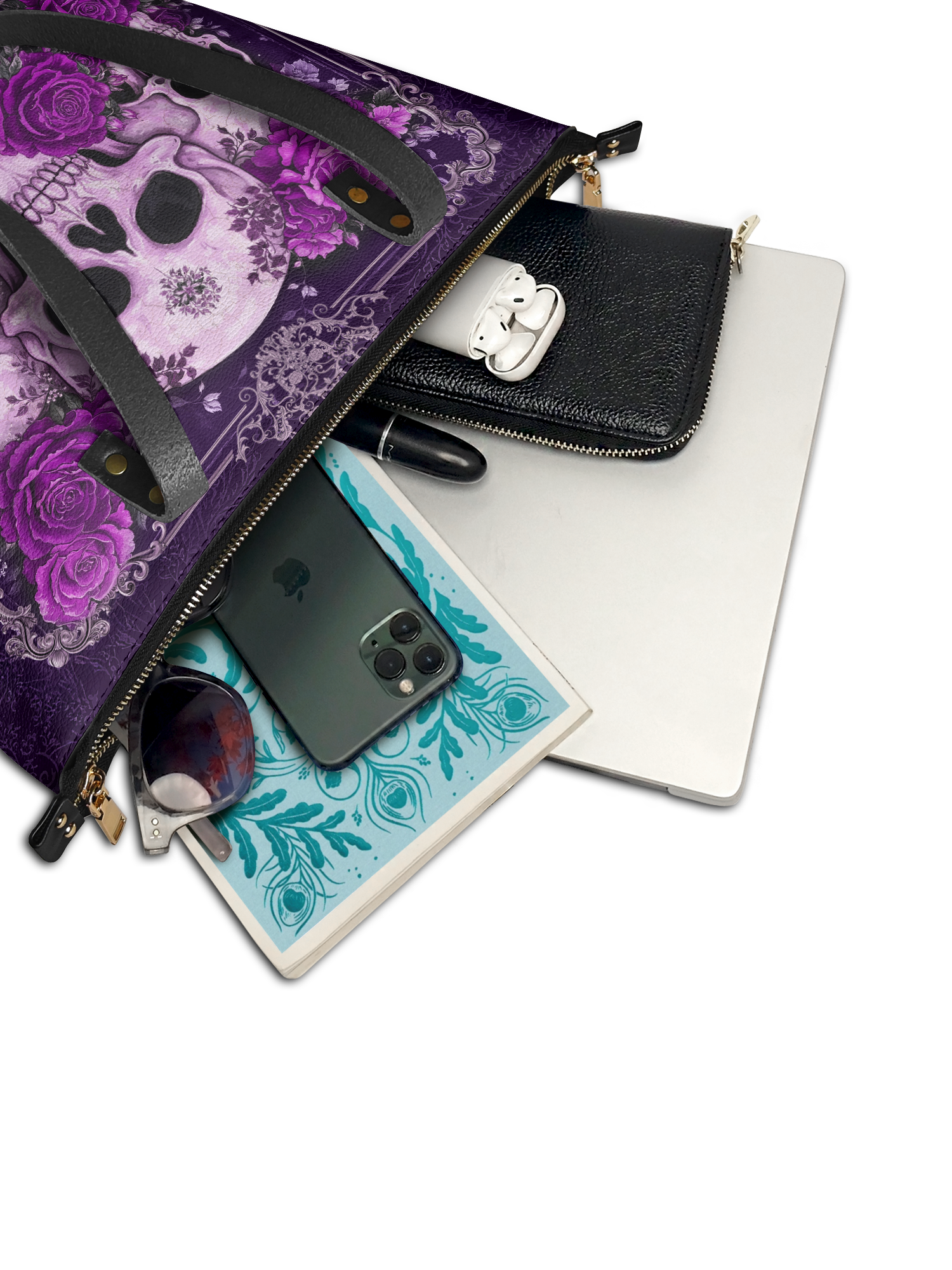 "Bloodrose" Poison Plum Leather Tote Bag