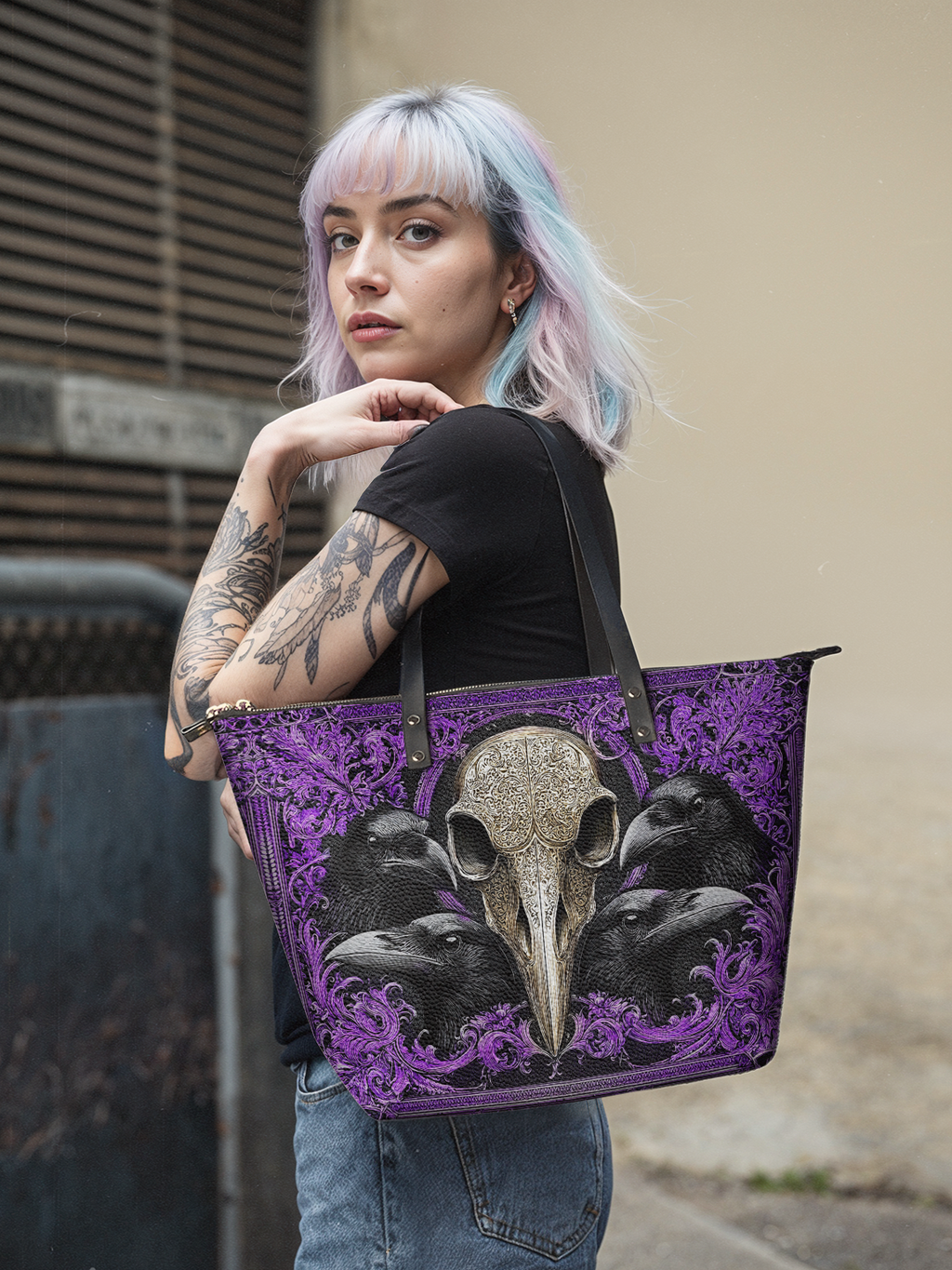 "Corvexia" Leather Tote Bag