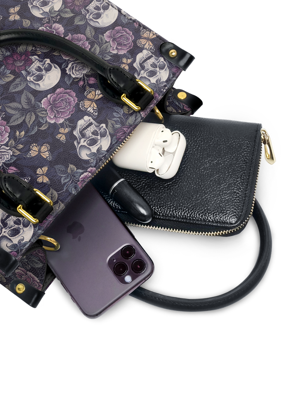 "Noctaflora" - Yellow Interior - Small Leather Handbag