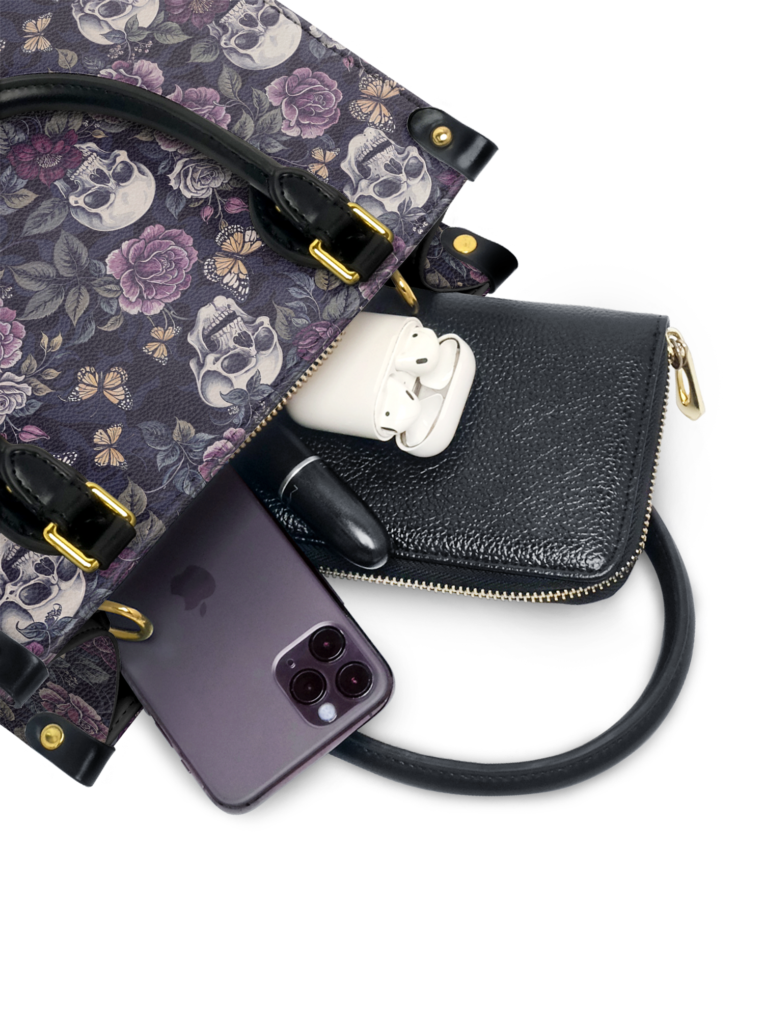 "Noctaflora" - Yellow Interior - Small Leather Handbag