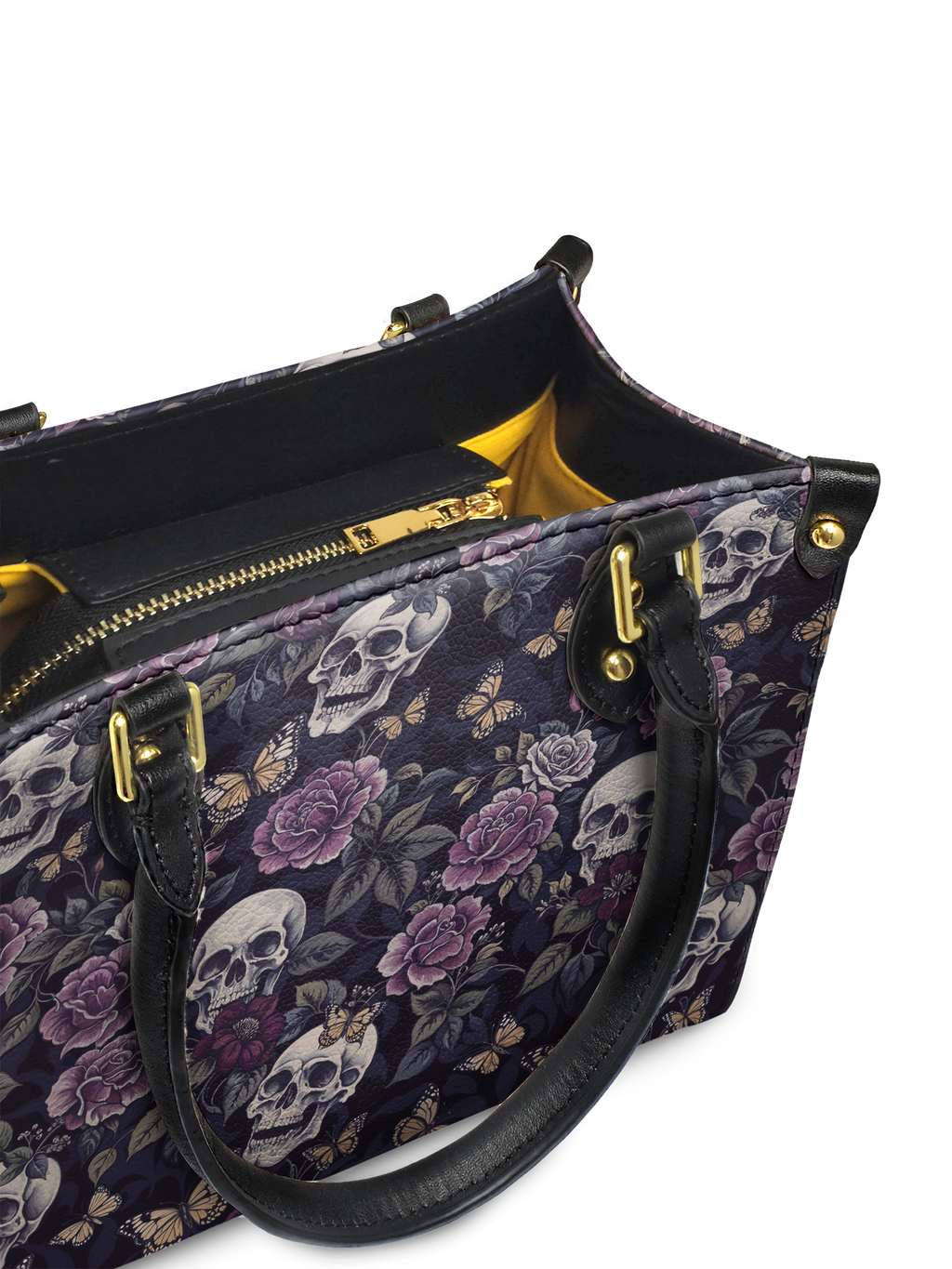"Noctaflora" - Yellow Interior - Small Leather Handbag