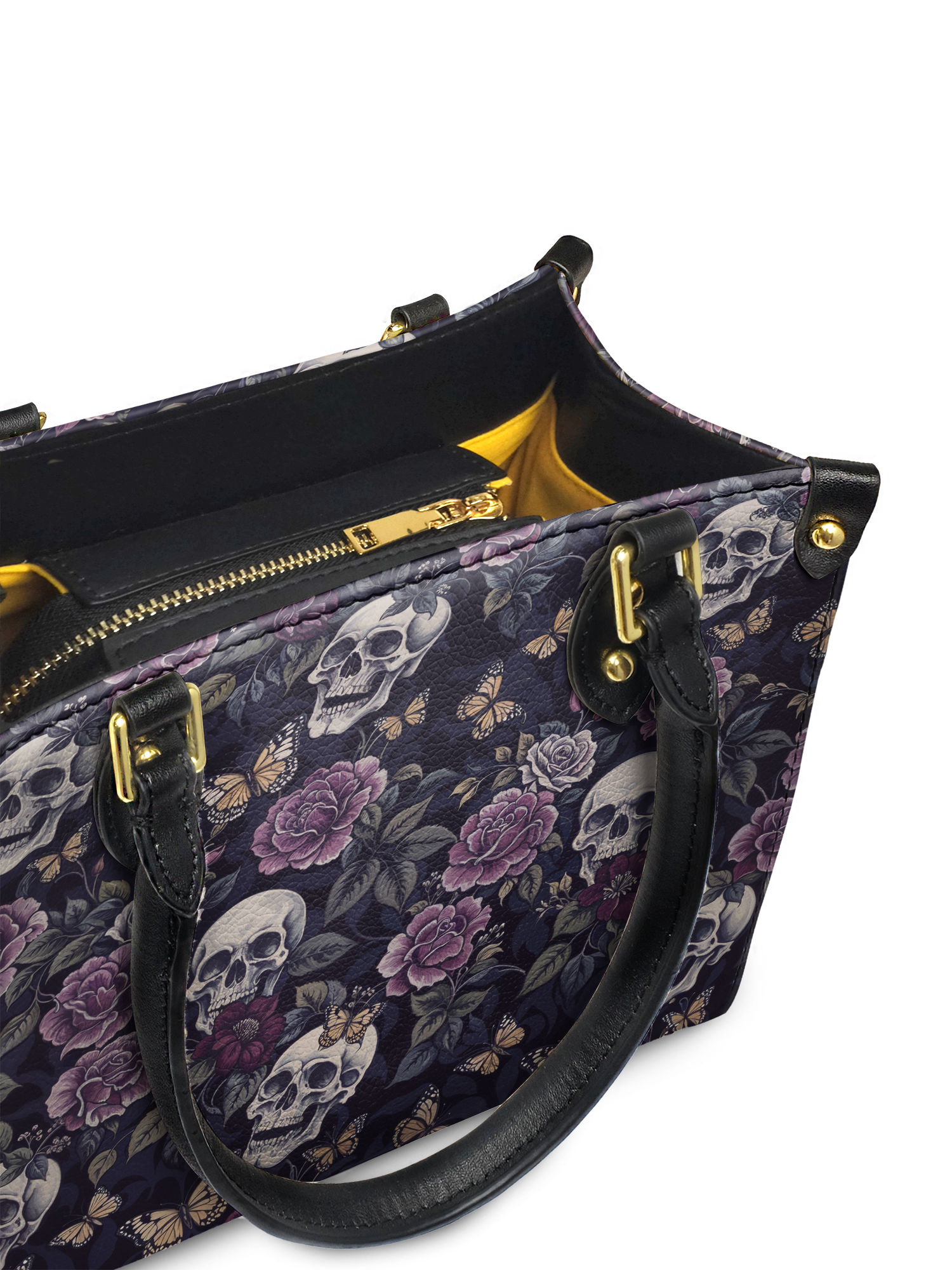 "Noctaflora" - Yellow Interior - Small Leather Handbag