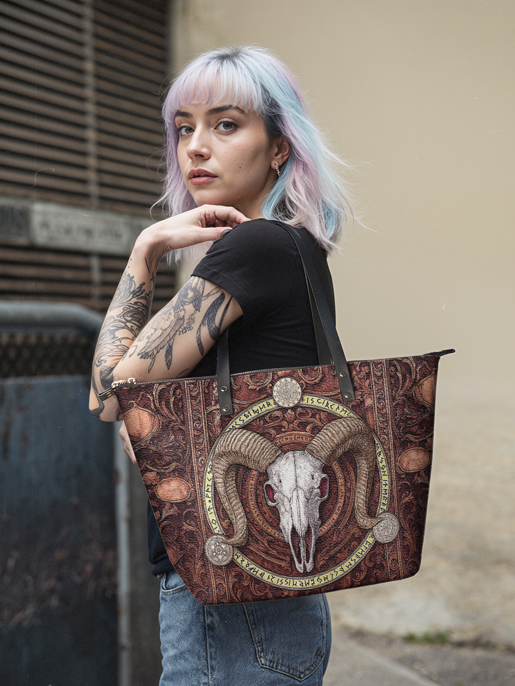 "Hexram" Leather Tote Bag