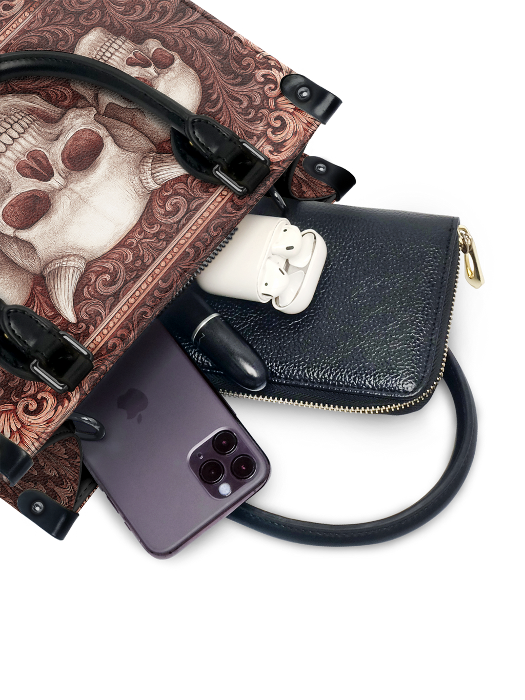 "Triskelion" - Black Interior - Small Leather Handbag