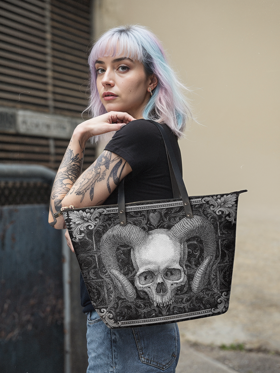 "Grimcrown" Leather Tote Bag