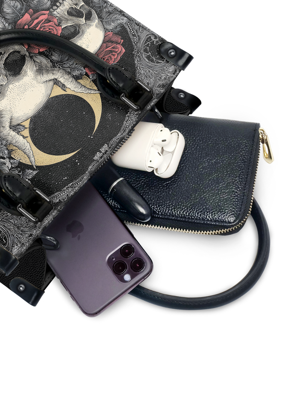"Nightrosary" - Black Interior - Small Leather Handbag