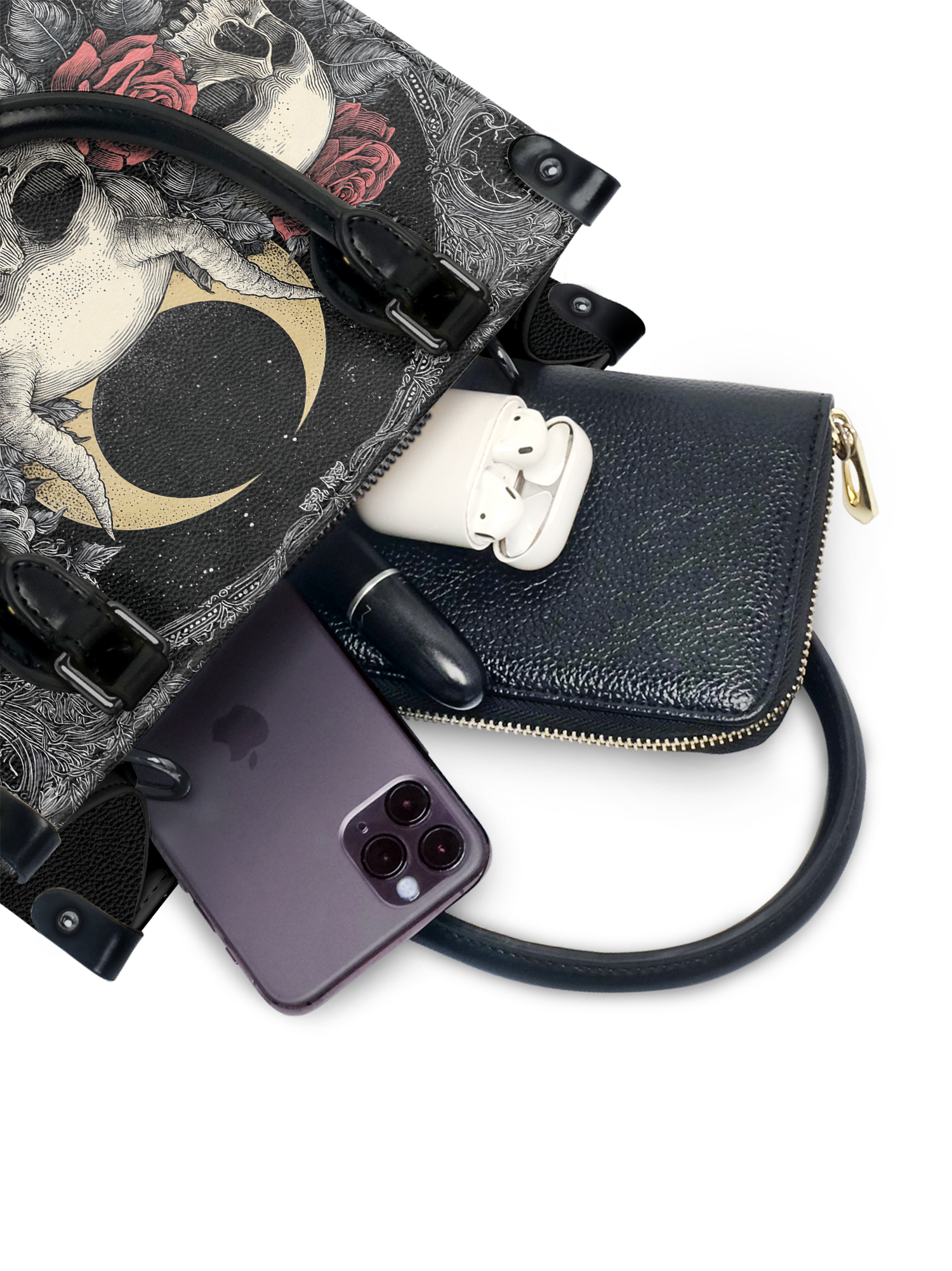 "Nightrosary" - Black Interior - Small Leather Handbag