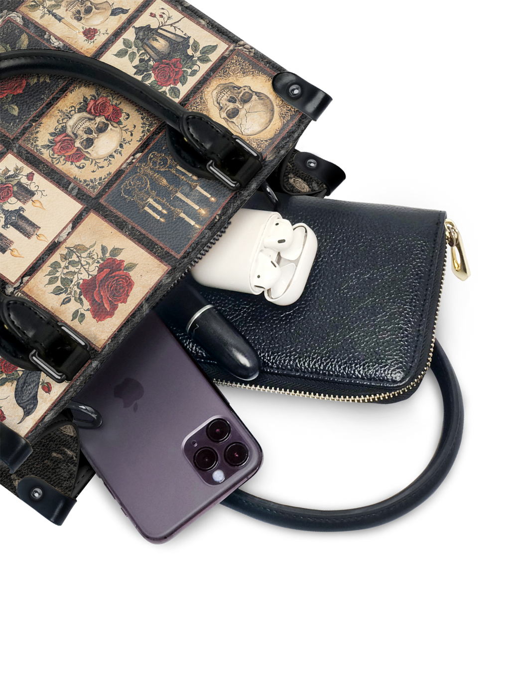 "Blacklitany" - Black Interior - Small Leather Handbag