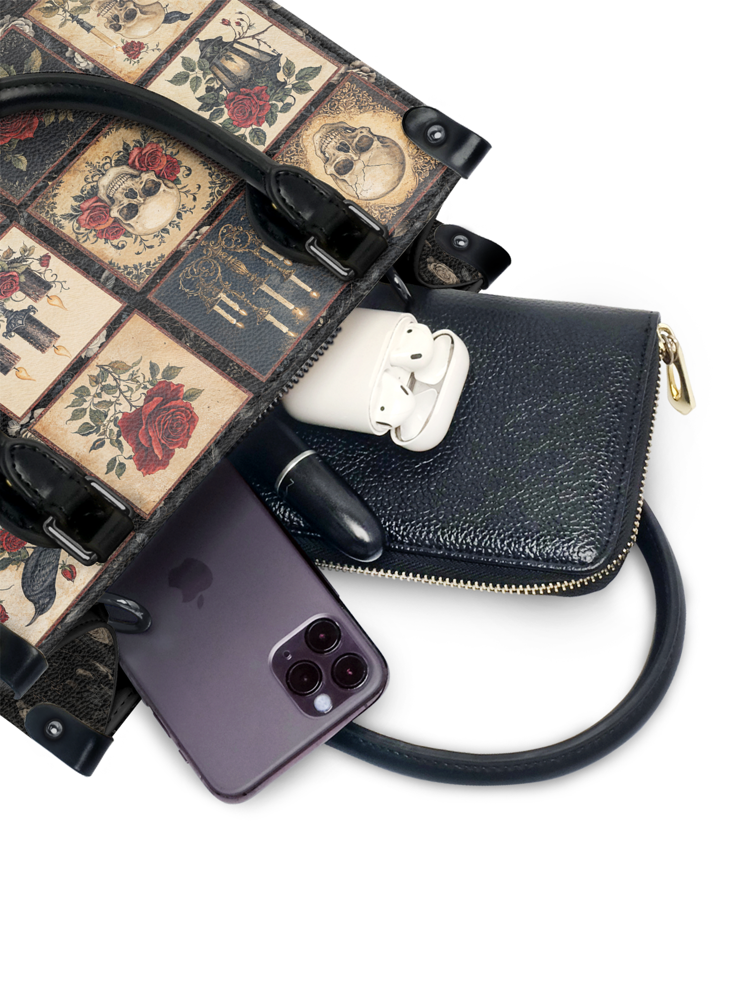 "Blacklitany" - Black Interior - Small Leather Handbag
