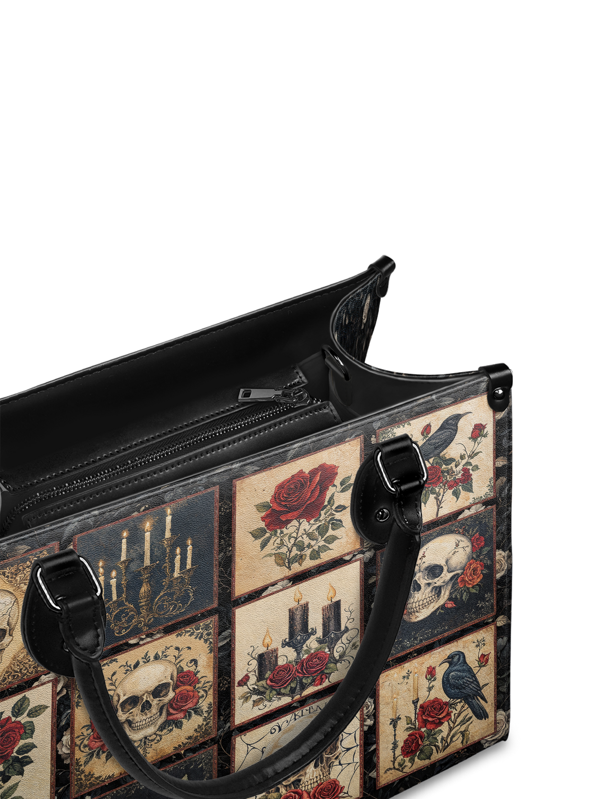 "Blacklitany" - Black Interior - Leather Handbag Matching Set - SPOOKY DEAL