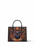 "Hexacat" Applique Leather Handbag