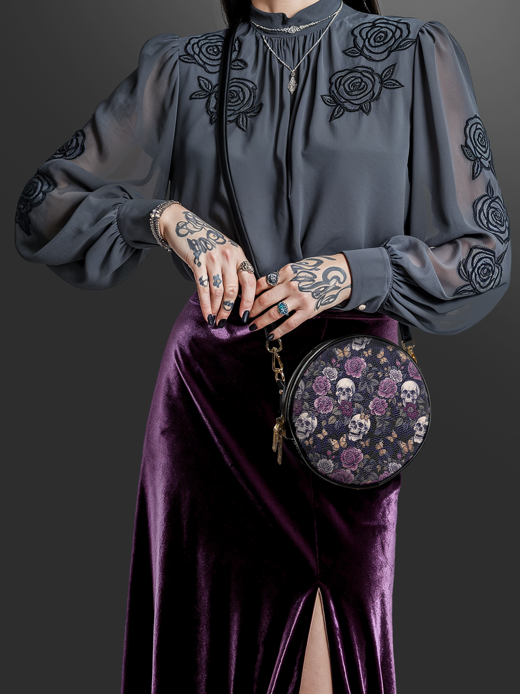 "Noctaflora" Circle Crossbody Bag