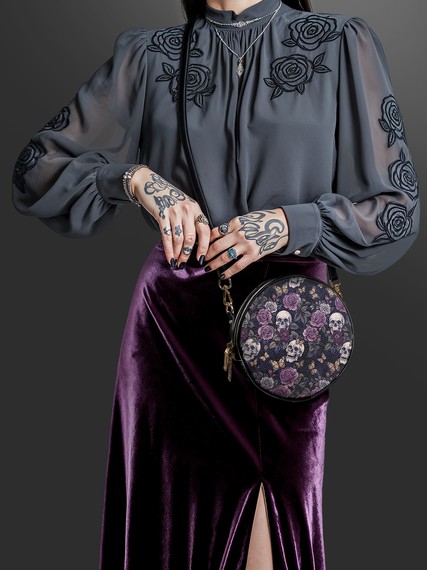 "Noctaflora" Circle Crossbody Bag