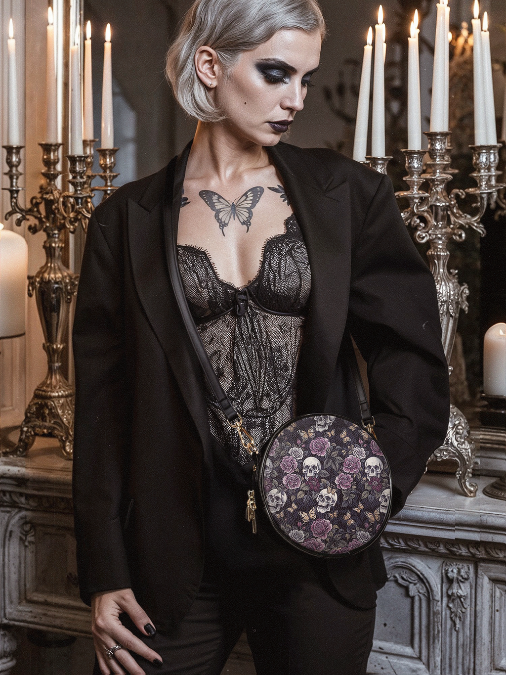 "Noctaflora" Circle Crossbody Bag