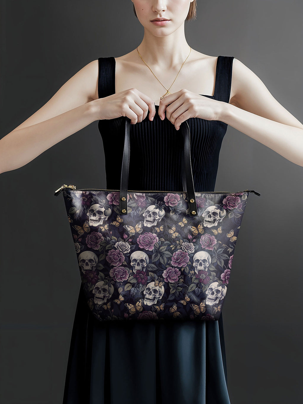 "Noctaflora" Leather Tote Bag