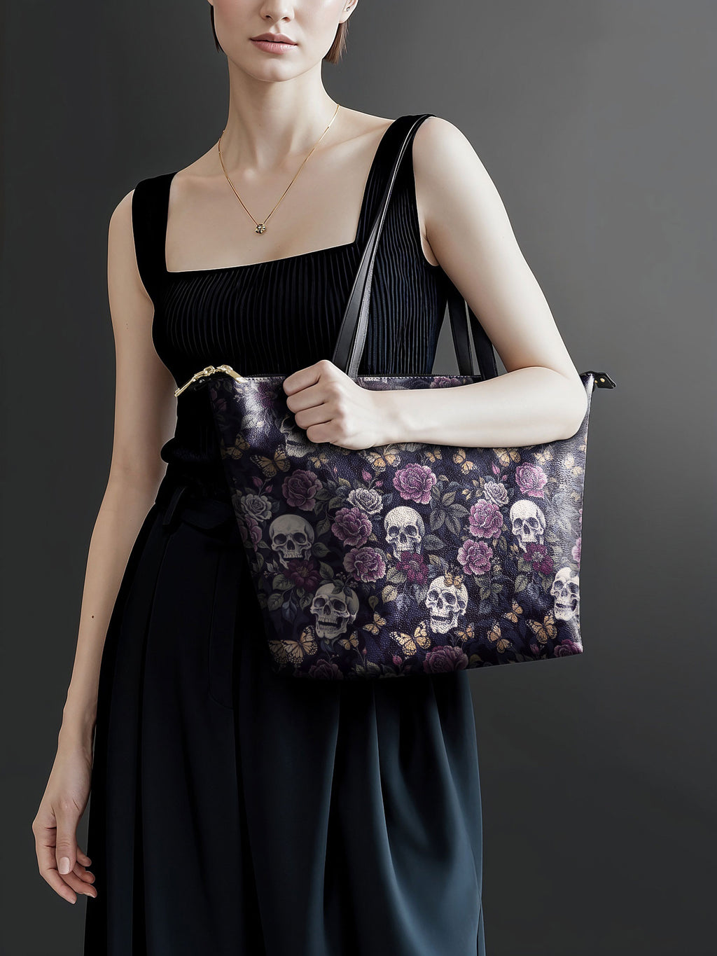 "Noctaflora" Leather Tote Bag