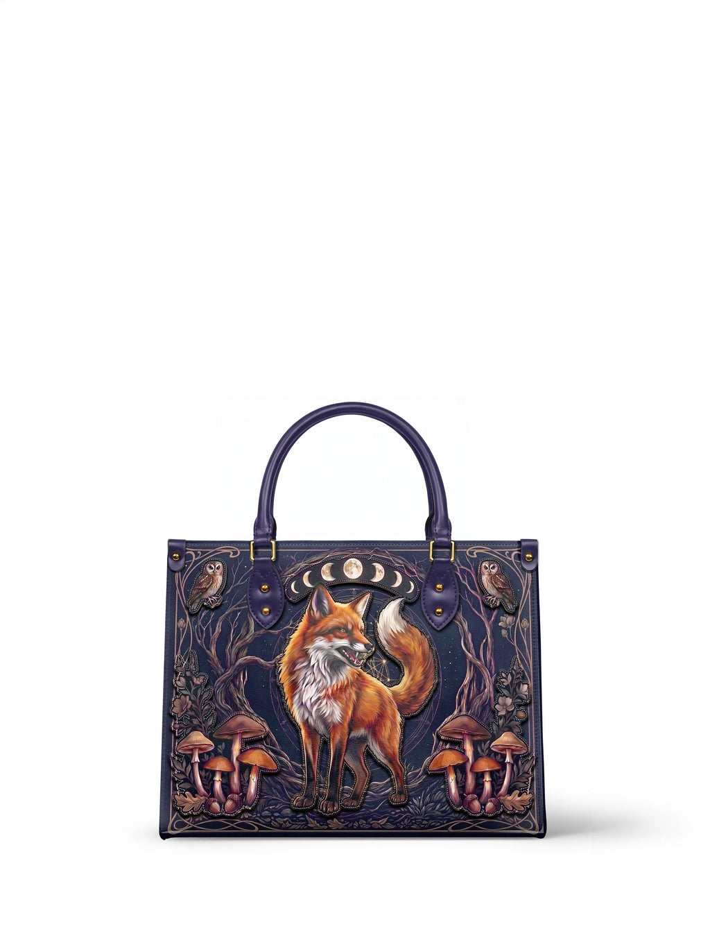 "Foxglove" Applique Leather Handbag