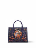 "Foxglove" Applique Leather Handbag
