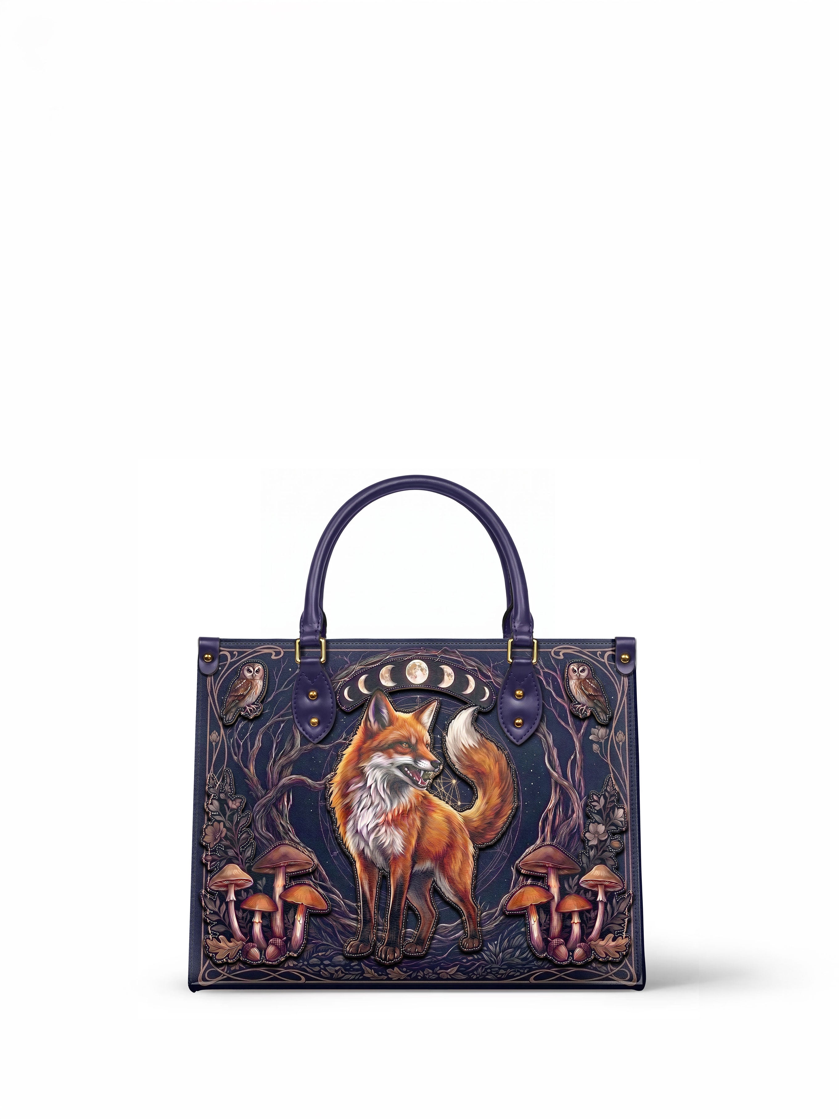 "Foxglove" Applique Leather Handbag