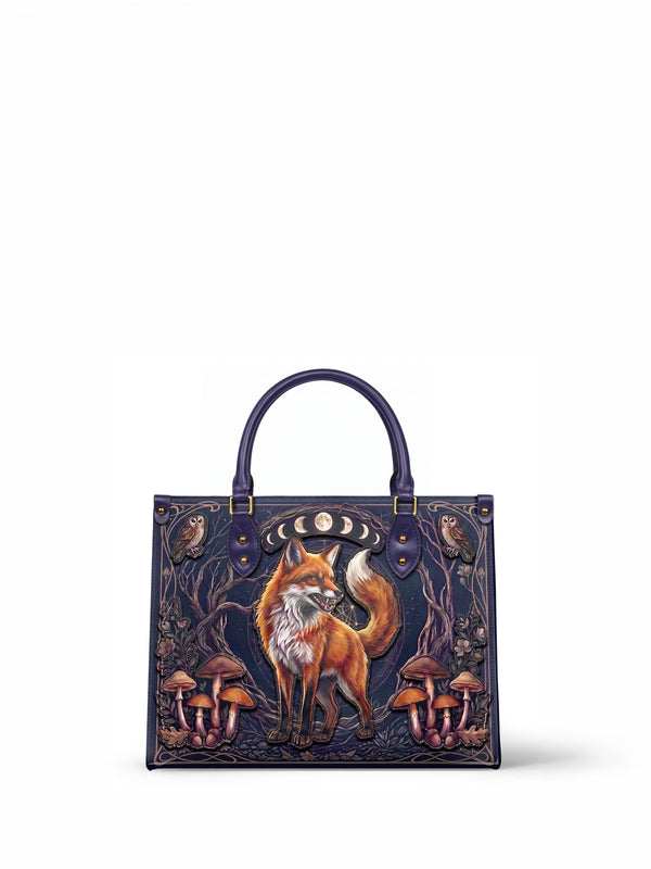 "Foxglove" Applique Leather Handbag