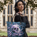 Purple Thrones Skull HTRZ19128217ND Leather Tote Bag