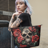 Red Chained Skull HTRZ19122067GD Leather Tote Bag