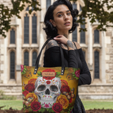 Rose Butterfly Sugar Skull HTRZ20129449DF Leather Tote Bag