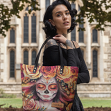 Rose Sugar Skull Girl HTRZ20123964PP Leather Tote Bag