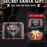 "Roselace" - Black Interior - Leather Handbag Matching SANTA Combo