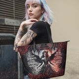 She Wears Strength And Darkness Equally Well HTRZ20120699GO Leather Tote Bag