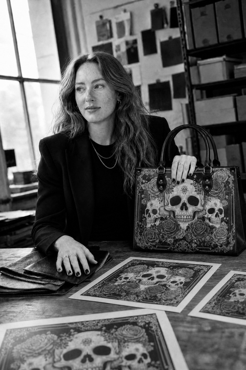 Julie Marsh, founder of Skullette, at her worktable