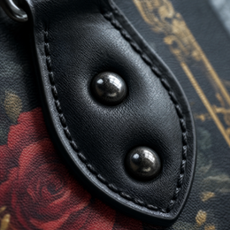 Buckle tab and silver studs close-up