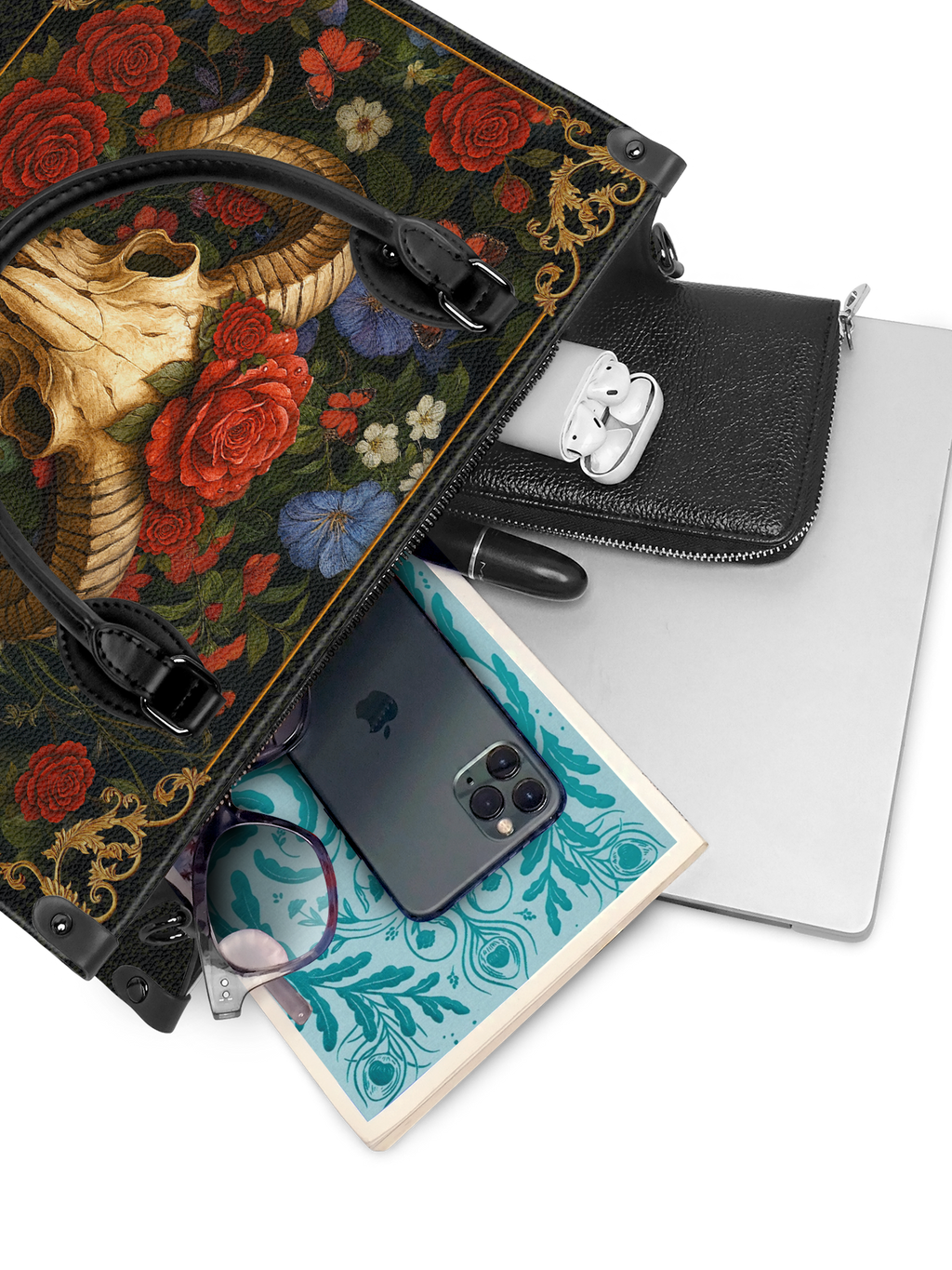 "Rosethorn" - Black Interior - Leather Handbag
