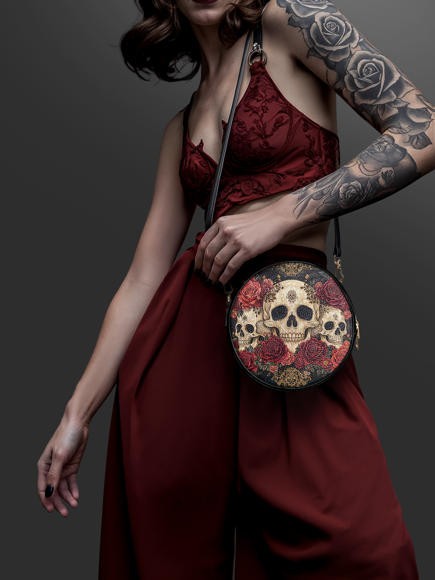 "Bloodrose" Circle Crossbody Bag