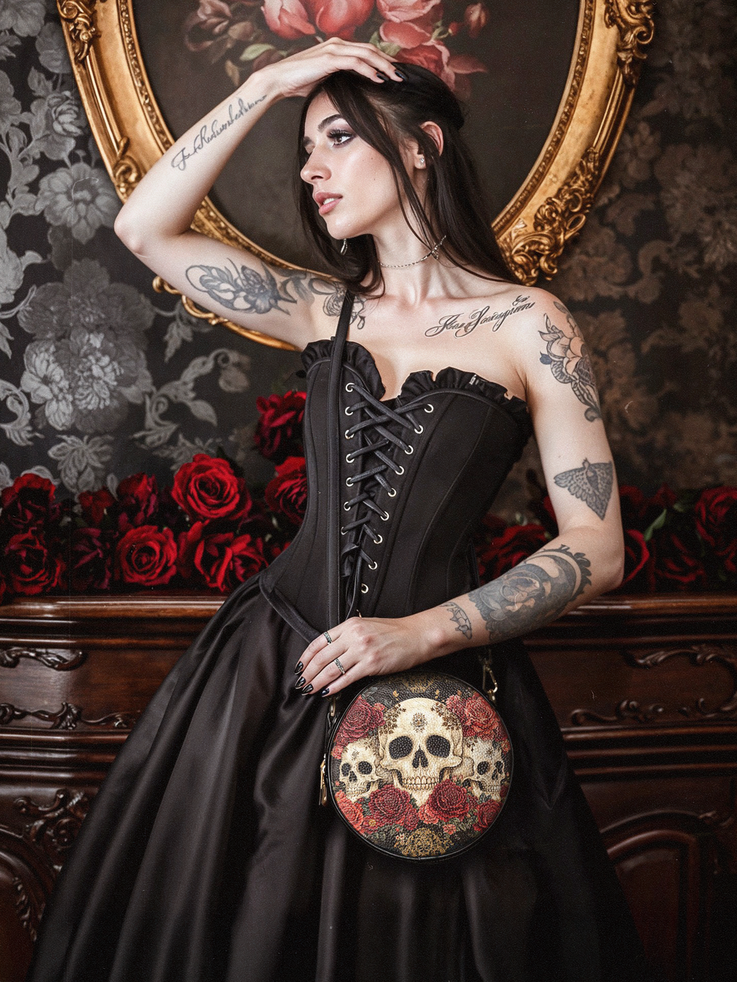 "Bloodrose" Circle Crossbody Bag