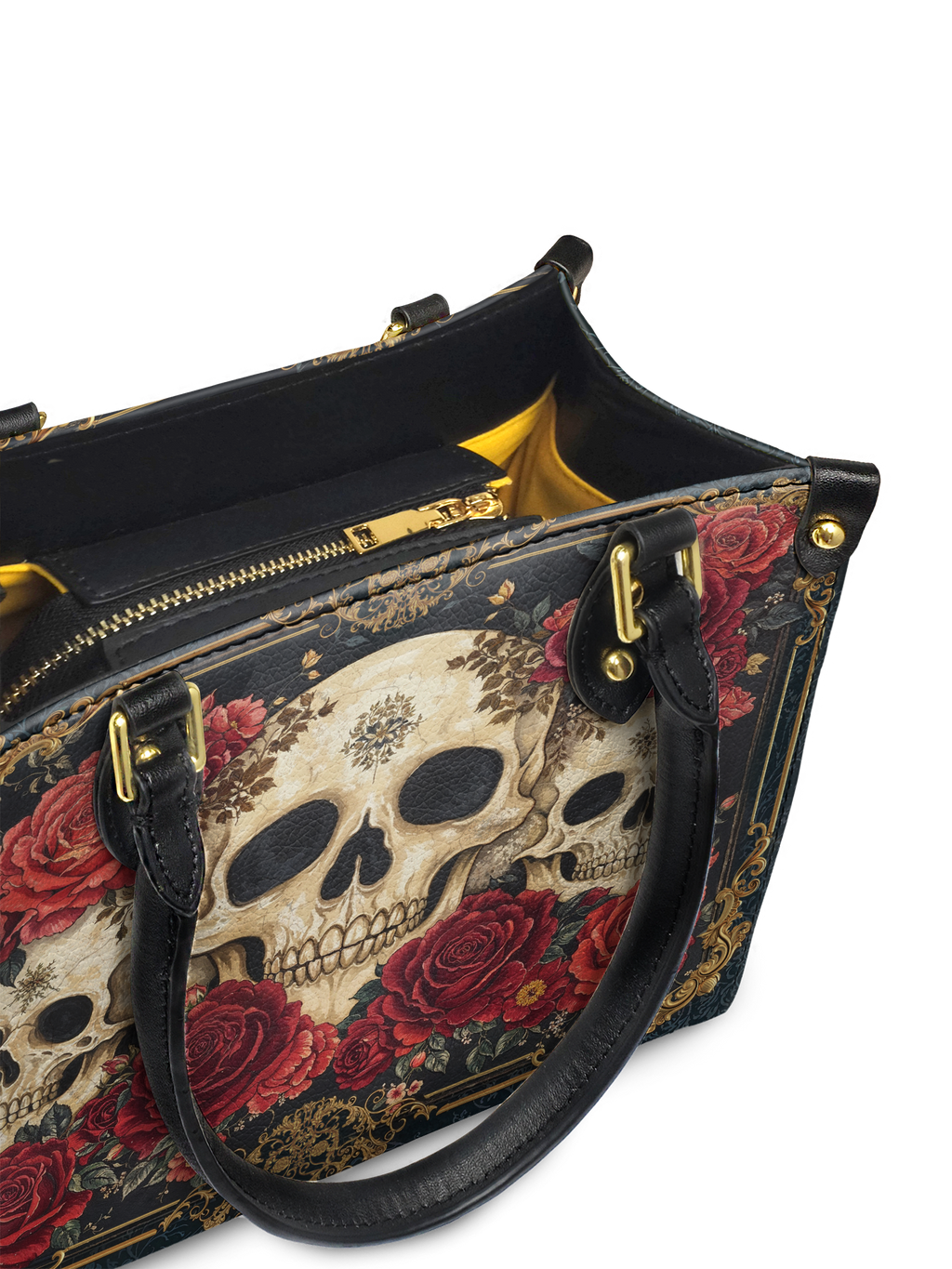 "Bloodrose" - Yellow Interior - Small Leather Handbag