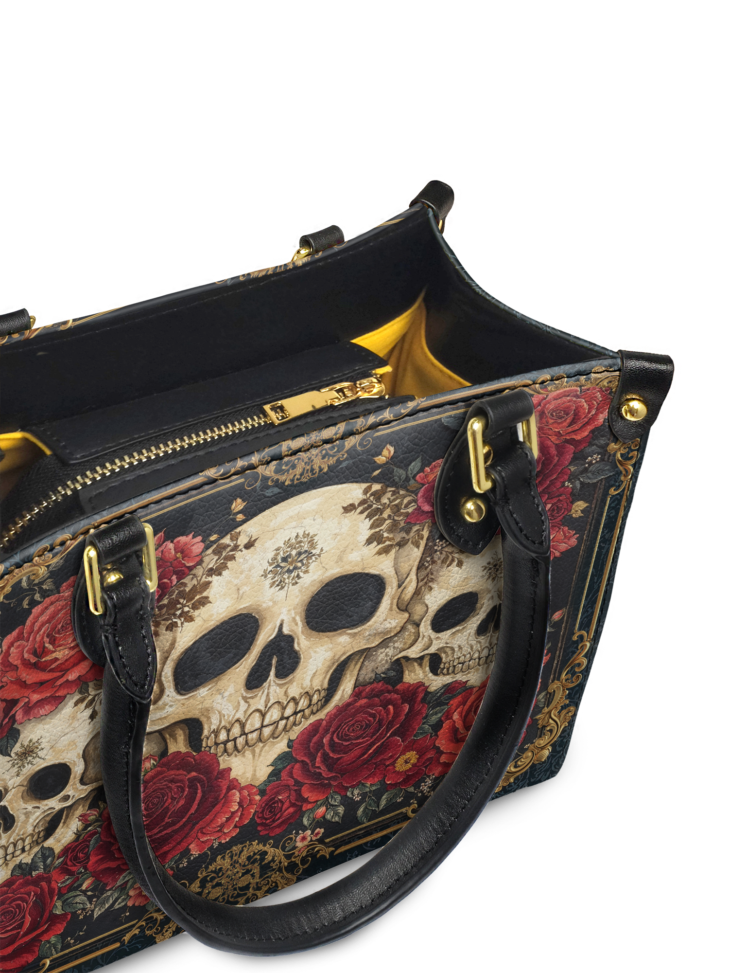 "Bloodrose" - Yellow Interior - Small Leather Handbag