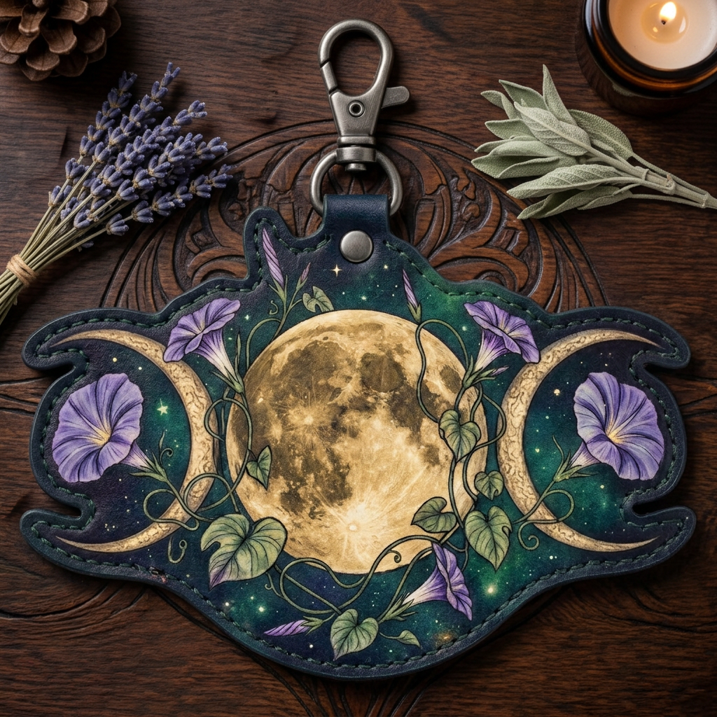 Trilune &mdash; leather bag charm